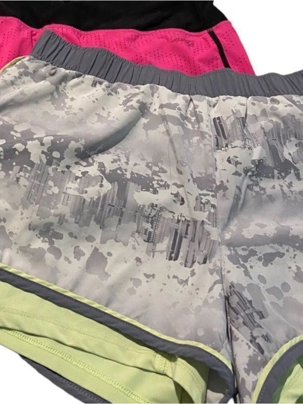 Avia size large lined athletic shorts green and grey (pink ones not included)